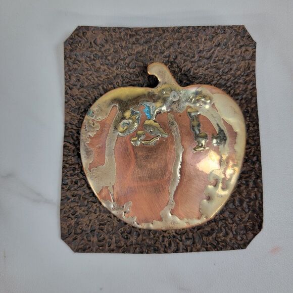 Artisan Larry Bonnot Copper Pin Brooch Vtg handmade Pumpkin Fall Halloween MO - Picture 1 of 7